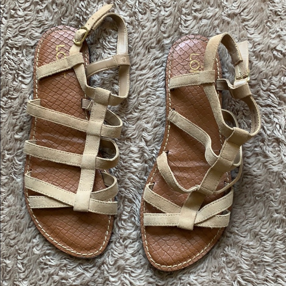 Loft Tan Strappy Flat Sandals
